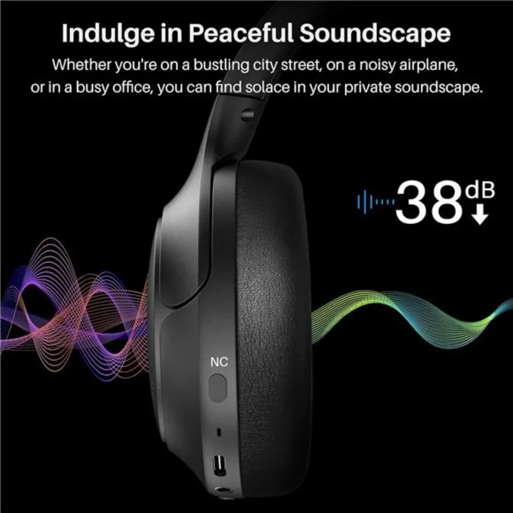 TOZO HT2 Noise Cancelling Headphones Wireless Bluetooth Over Ear Hi Res Audio